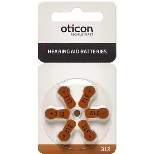 Oticon Zinc Air batterier 6 stk. (Nr. 312)