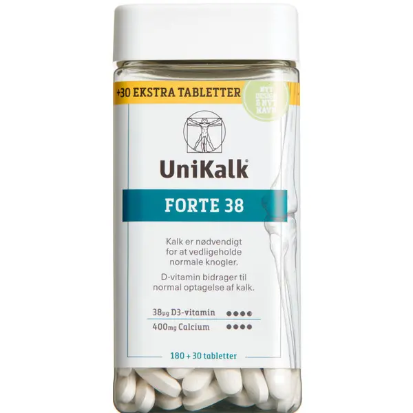 Unikalk 38 mikrogram D-vitamin (210 stk)