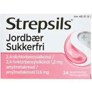 Strepsils jordbær sukkerfri 24 stk