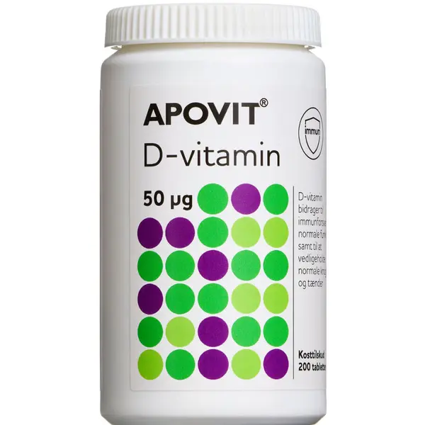 Apovit D3-vitamin tabletter (50 mikg) 200 stk